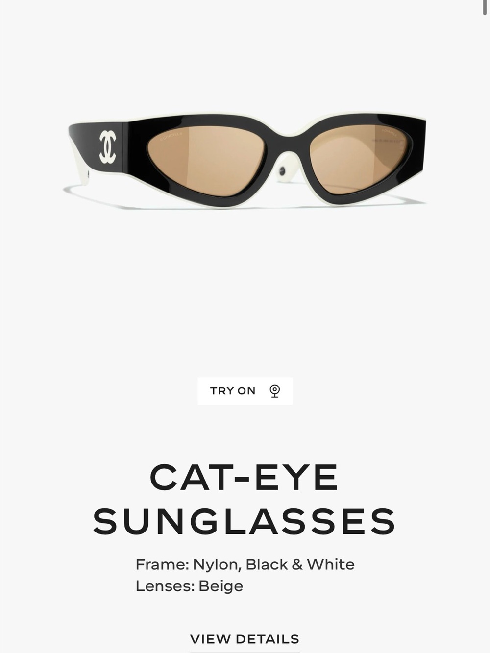 CHANEL Black and White Cat-Eye Sunglasses with Brown Lenses - Picture 5 of 7